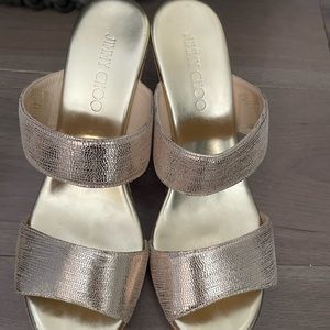 Jimmy Choo Gold Platform Wedge, 39